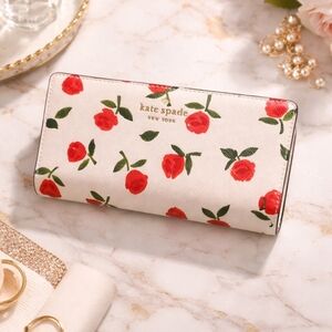 Kate Spade NY Dana Festive Rosette Snap Wallet NWT 🌹